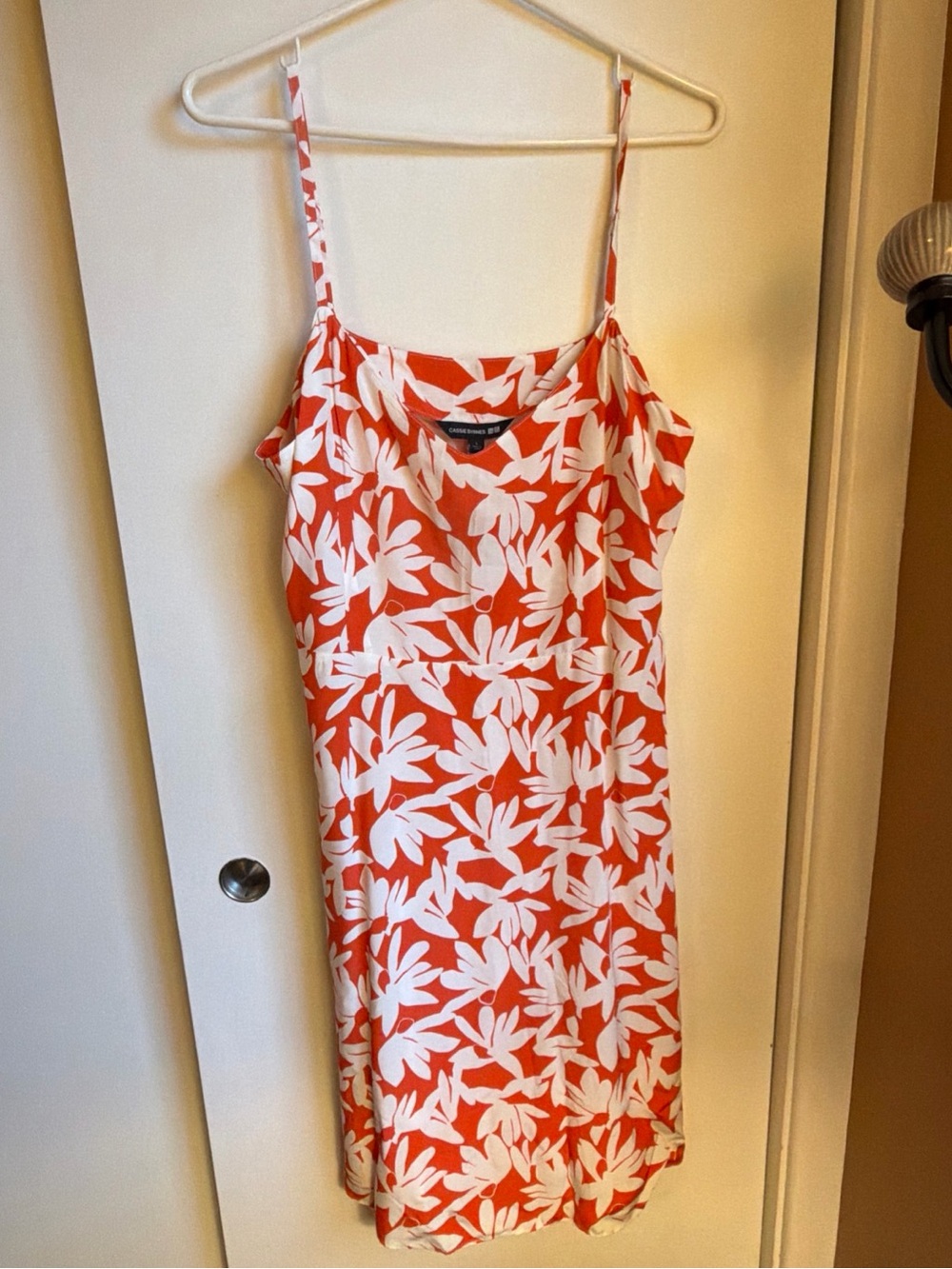 Uniqlo Orange and White Floral Midi Slip Dress